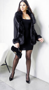 Velouria Fur Coat - Black